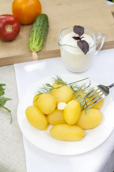 Patate bollite con aneto e burro — Foto Stock