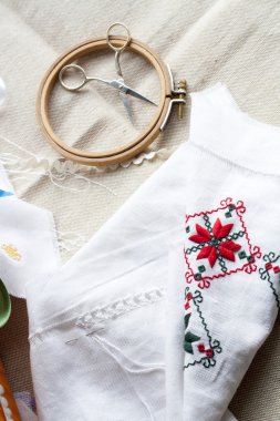 Ajur nakışı, eksik çalışmadır ve nakış için Araçlar