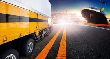 Konteyner kamyon ve gemi ithalat, ın ihracat kargo ile liman liman