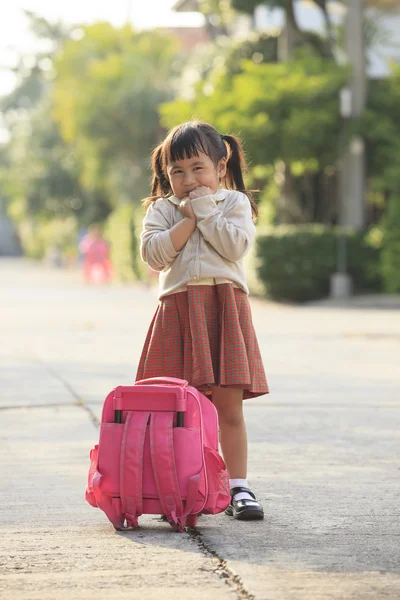 Asian student playing after back to home with happiness emotion — Stock Photo, Image