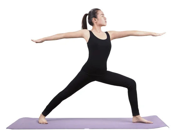 portrait of asian woman wearing black body suit sitting in yoga