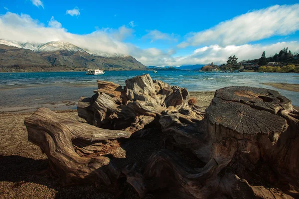 Corte de toco de árvore e lago wankak importante destino de viagem — Fotografia de Stock