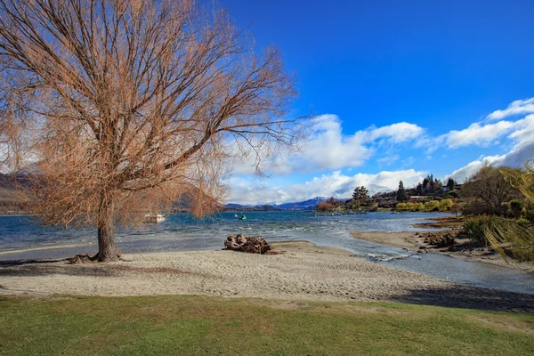 Piękne malownicze jezioro wanaka w południowej wyspy Nowej Zelandii impo — Zdjęcie stockowe