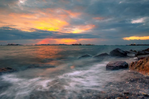 Beautiful sea scape scenic of laem chabang important comercial s — Stock Photo, Image