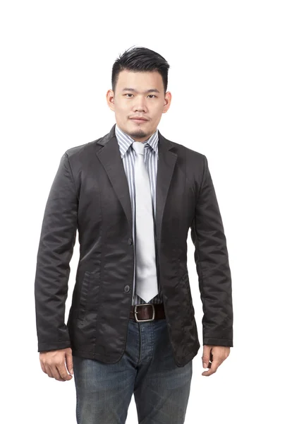 Portrait of asian business man standing isolated white backgroun — Stock Photo, Image