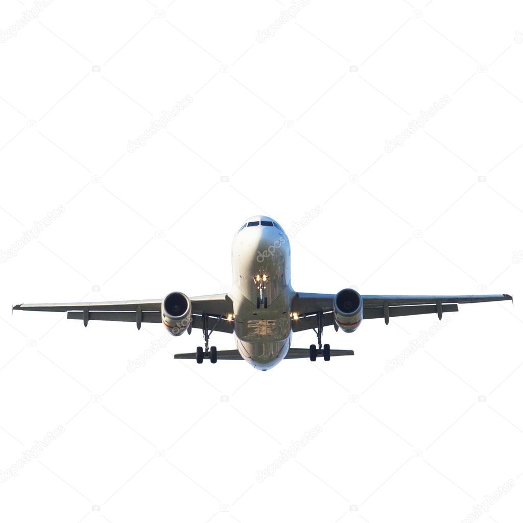 passenger jet plane preparing to landing against beautiful dusky