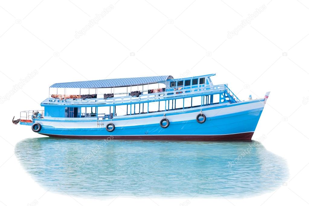 Passenger wooden boat in tourist business in thailand floating o