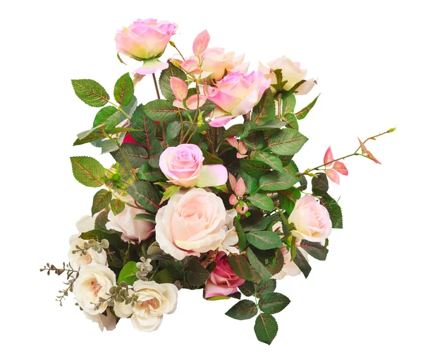 Kunstmatige rozen bloemen boeket geïsoleerd witte achtergrond gebruik f — Stockfoto