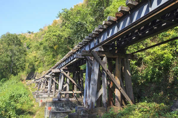 Régi fa szerkezete a halott vasúti híd legfontosabb mérföldkő egy — Stock Fotó