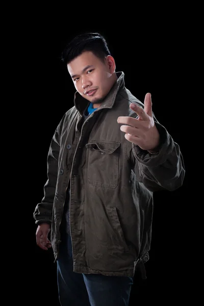 Bad boy on dark background — Stock Photo, Image