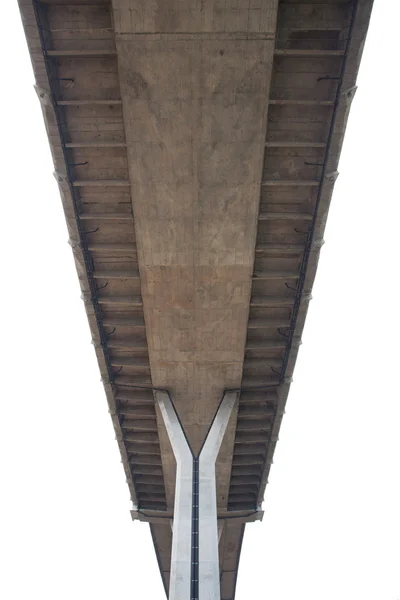 Under view of concrete bridge isolated white background — Stock Photo, Image