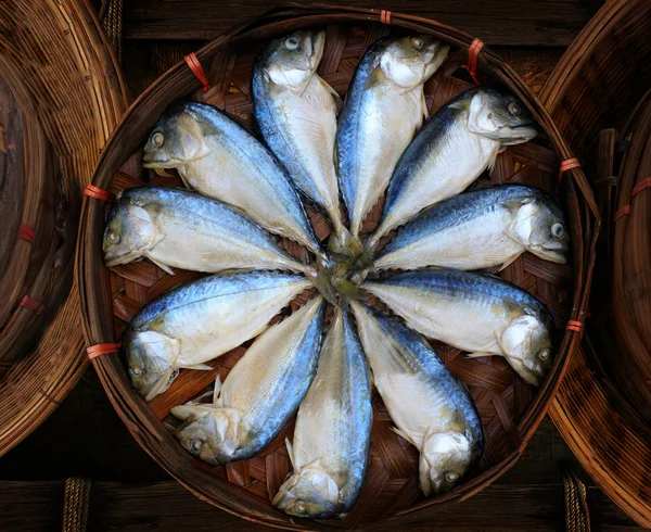 Thai gulf  Mackerel fish boiled cooking ready to eat presale in — Stock Photo, Image