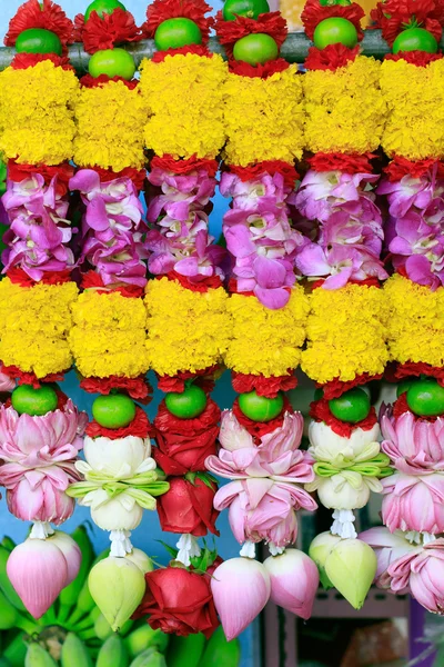 Flowers hand decorated for Hindu temple praying Royalty Free Stock Images