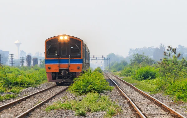 Diesel engine trains running on track ways — Stock Photo, Image