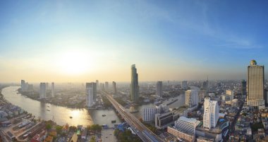 Panorama görüntülemek, chao phraya Nehri ve yüksek boğa güzel eğrisi