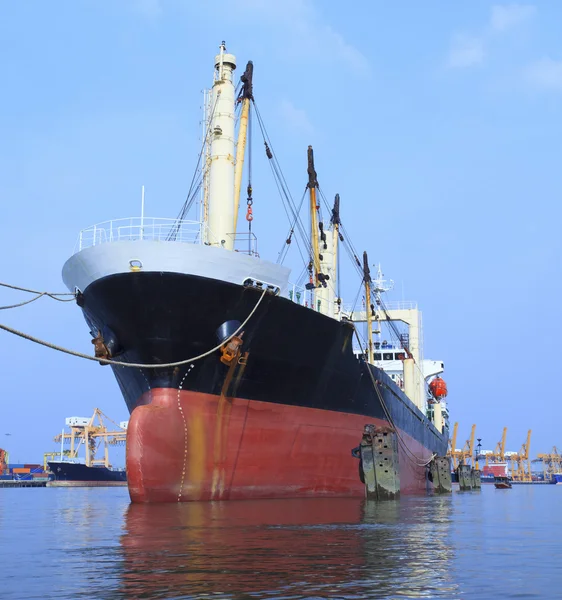 Commercial ship floating in port — Stock Photo, Image