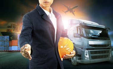 iş adamı ve konteyner kamyon, gemi Limanı ve navlun CA