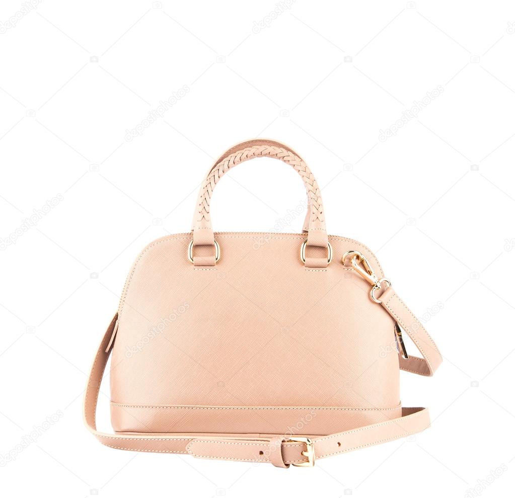 leather fashion hand bag isolated white background