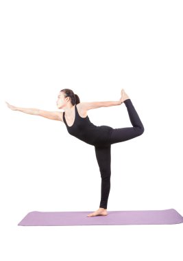 siyah vücut yoga oturan takım elbise giyen Asyalı kadın portresi 