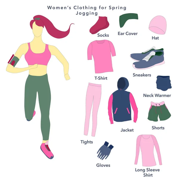 Conjunto de Roupas para um Jogging Primavera para as mulheres. — Vetor de Stock