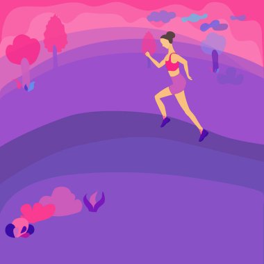 Parktaki sokakta tek başına koşan kadınlar