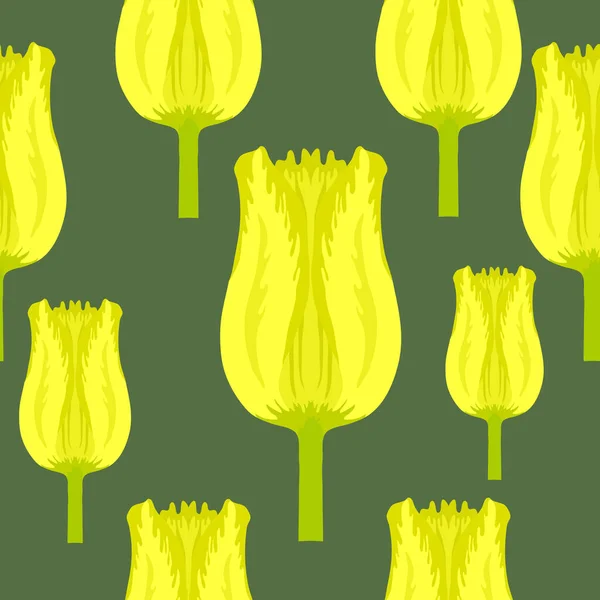 Padrão sem costura com uma tulipa amarela vibrante — Vetor de Stock