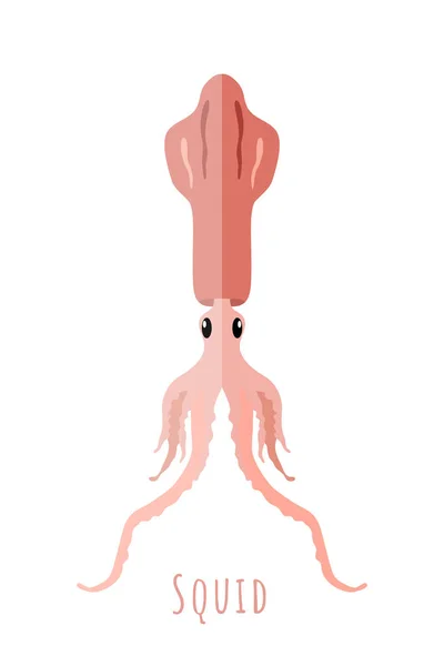 Calamaro simmetrico singolo realizzato in stile piatto — Vettoriale Stock