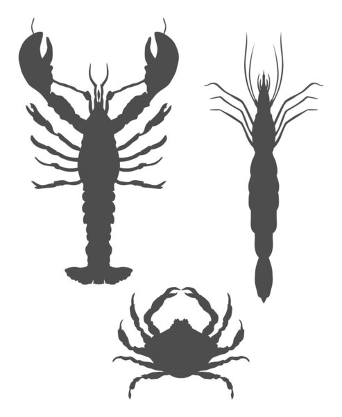 Иконы с симметричным лобстером, крабом и креветками