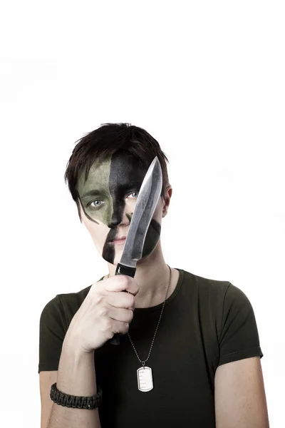 War woman with weapon — Stock Photo, Image