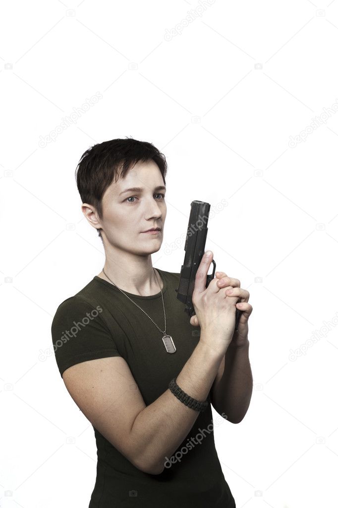 war woman with weapon