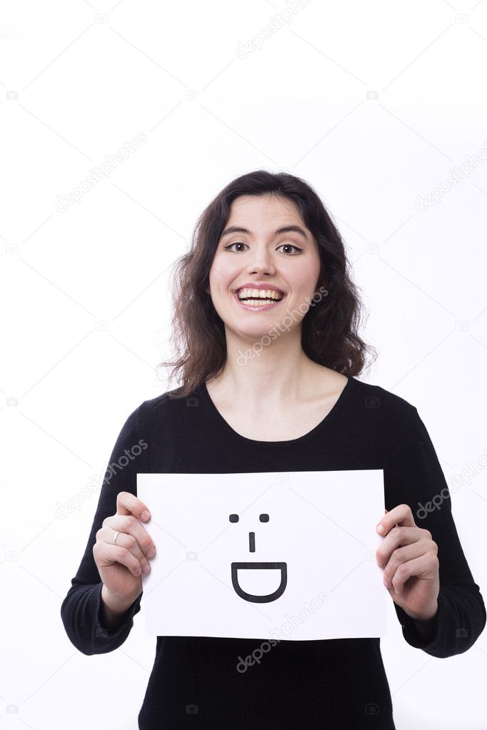 emotional  woman with emoticon