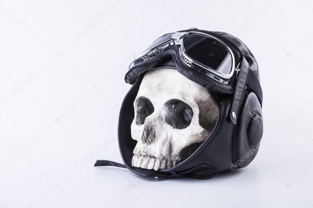 isolated skull and helmet