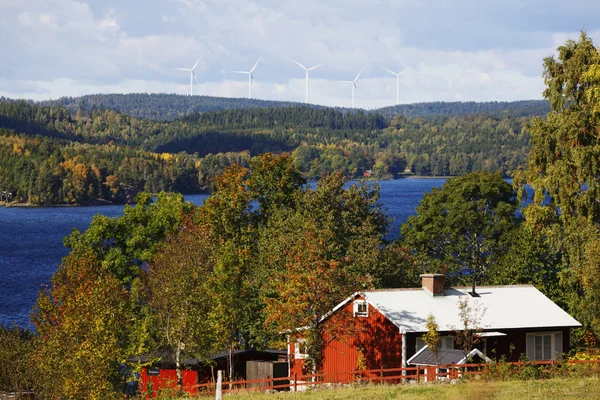 Gamla röda gården stugor — Stockfoto