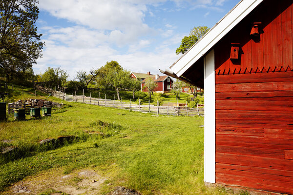 old farm houses, 17th century sweden