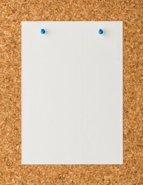 beyaz kağıt Not sayfası mavi itme ile pin cork board 