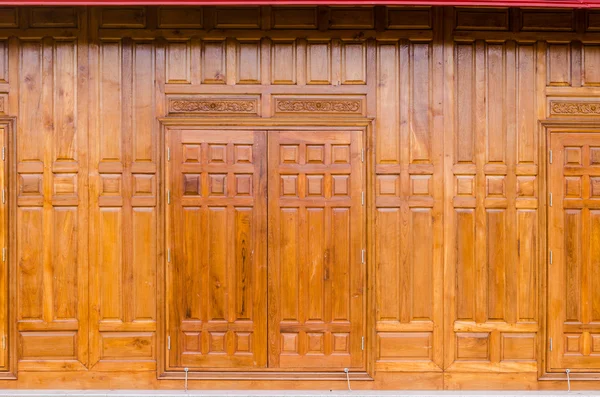 Wooden window on a wooden wall. — Stock Photo, Image