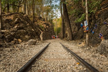 Ölüm tren, cehennem ateşi, eski demiryolu geçmek, Kanchanaburi
