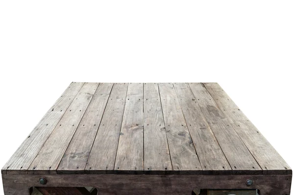 Dřevěný stůl top izolované na bílém pozadí — Stock fotografie