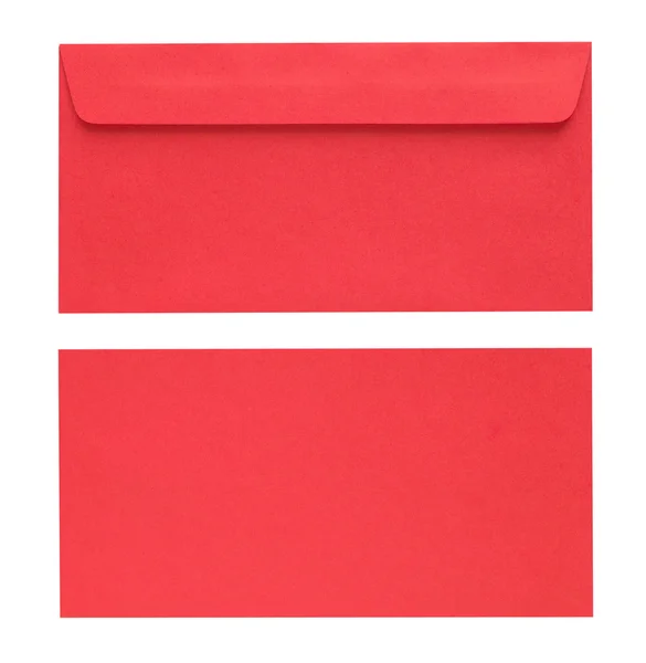 Izole kırpma yolları beyaz zemin üzerine kırmızı zarf — Stok fotoğraf