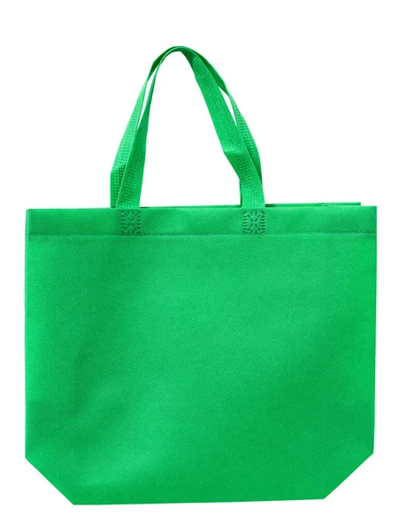 Color Verde Bolsa Compras Tela Aislada Sobre Fondo Blanco —  Fotos de Stock