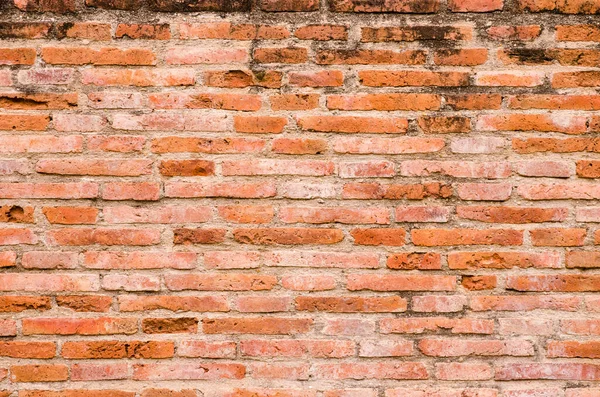 Yatay Görünümlü Eski Kırmızı Tuğla Duvarın Arkaplan Dokusu — Stok fotoğraf