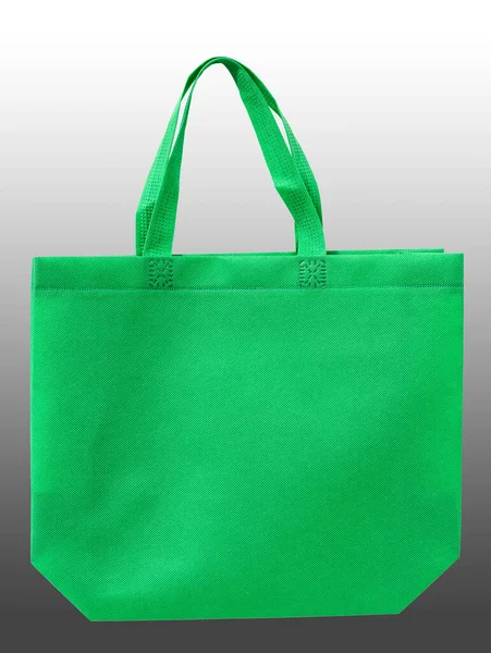 Color Verde Bolsa Compras Tela Aislada Sobre Fondo Guardián Blanco —  Fotos de Stock