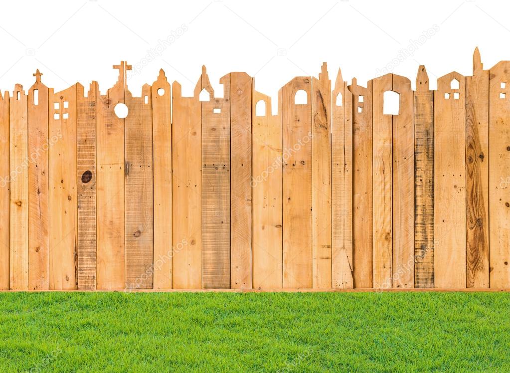 Muster detail der zaun holz textur mit rasen — stockfoto ...