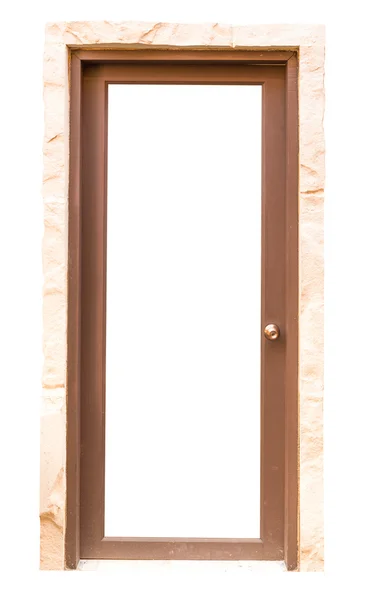 Porta in legno isolato su sfondo bianco — Foto Stock