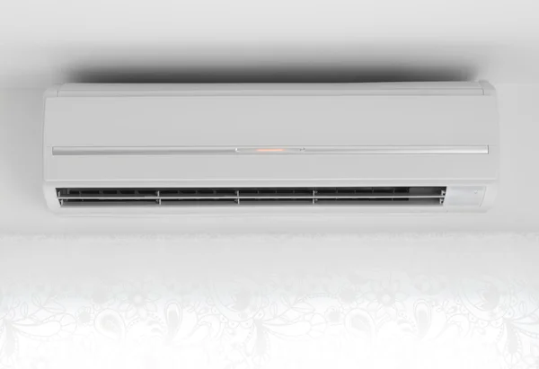 白で隔離される白い壁型エアコン — ストック写真