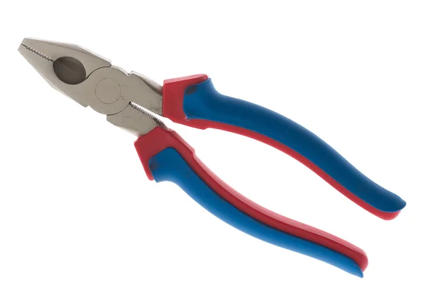 Pliers tools with red and blue rubber handle — Stock Photo, Image