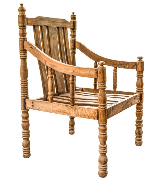 Houten fauteuil oude en vintage stijl geïsoleerd op witte CHTERGRO — Stockfoto