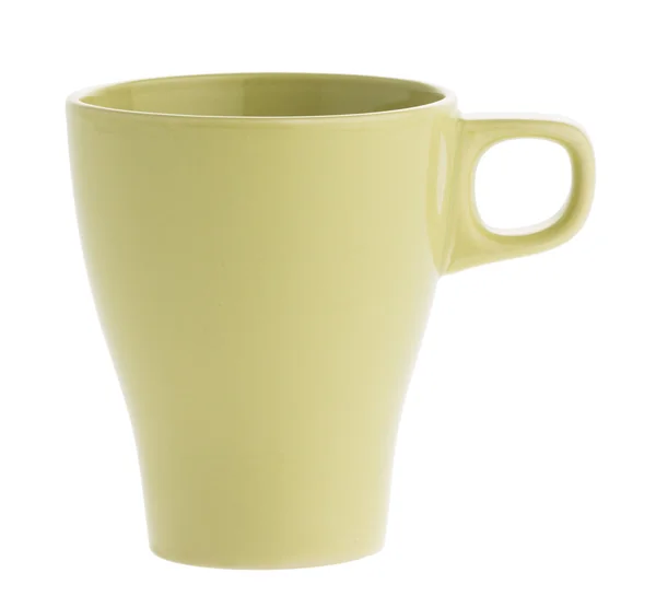 在白色背景上的黄色咖啡杯子 — 图库照片