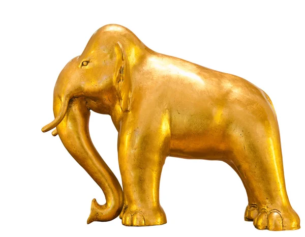 Elefante dourado isolado sobre fundo branco — Fotografia de Stock