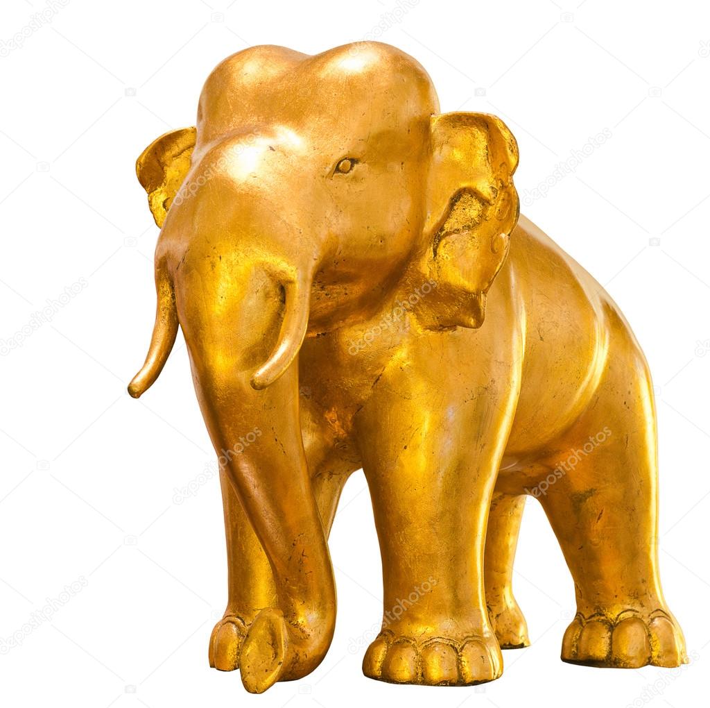 golden elephant isolated on white background